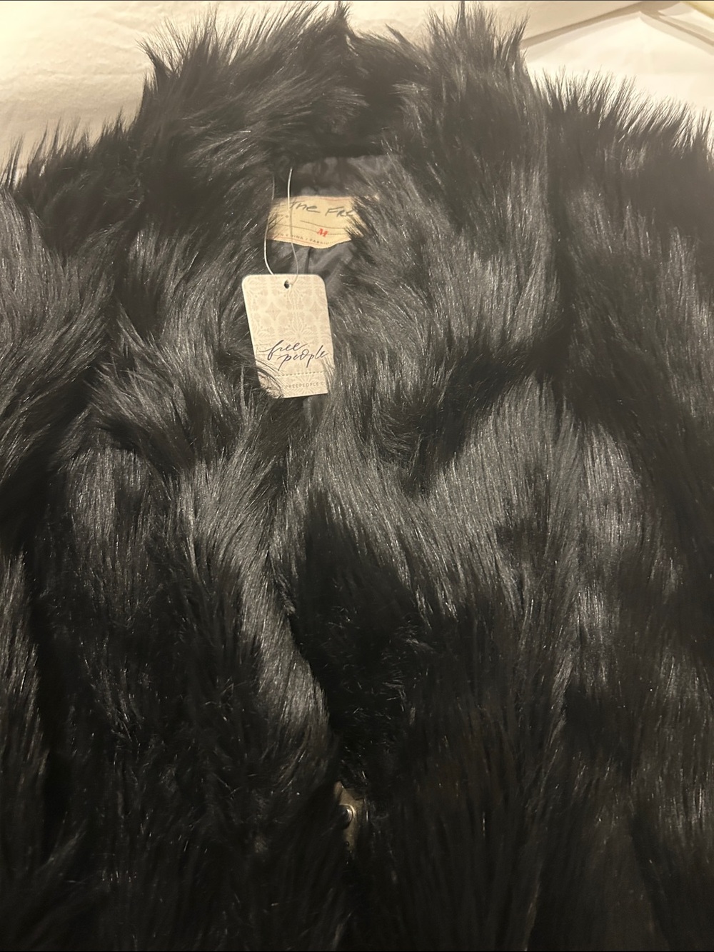 Free People Black Faux Fur Teddy Jacket
